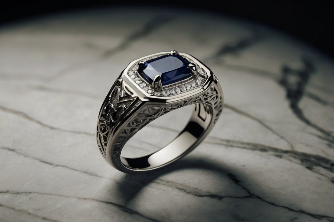 Nhẫn nam hột oval tinh xảo và sang trọng.