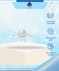 Nhẫn Bạc nữ đính đá đính kết hoa cao cấp, Nhẫn bạc đá cao Lyna Soul Trang sức Bạc cao cấp