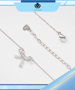 Alternative view of Dây chuyền bạc nữ nơ đính đá cao cấp phong cách ngọt ngào – Lyna Soul