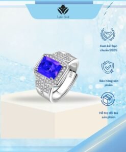 Nhẫn Bạc Đính Đá Sapphire Thời Trang Cho Nam