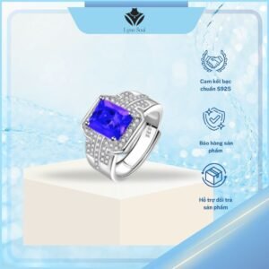 Nhẫn Bạc Đính Đá Sapphire Thời Trang Cho Nam