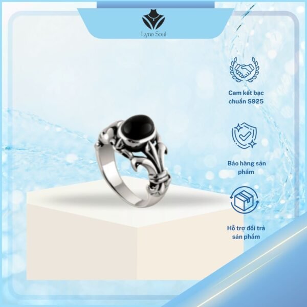 Nhẫn Bạc Đính Đá Sapphire Thời Trang Cho Nam - Ảnh 2
