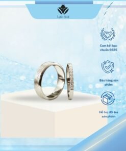 Alternative view of Nhẫn Đôi Bạc Lyna Soul Đính Đá Cho Nam & Nữ - Phong Cách Hiện Đại