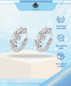 Khuyên tai bạc nữ Lyna Soul B0409 – Tròn trơn hình đài hoa xinh xắn