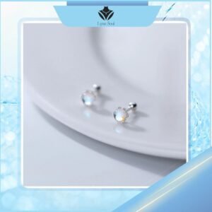 bông tai bạc đính đá moonstone