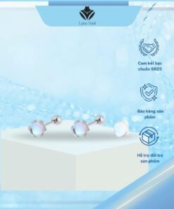 bông tai bạc đính đá moonstone