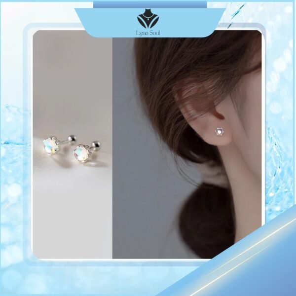 bông tai bạc đính đá moonstone