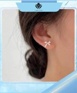 bông tai bạc hình nơ thiết kế mềm mại