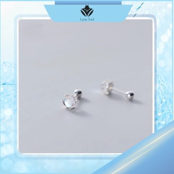 bông tai bạc đính đá moonstone