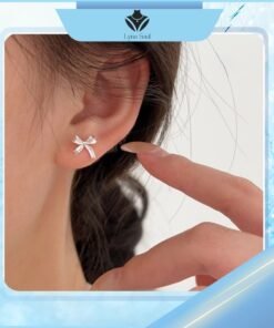 bông tai bạc hình nơ thiết kế mềm mại