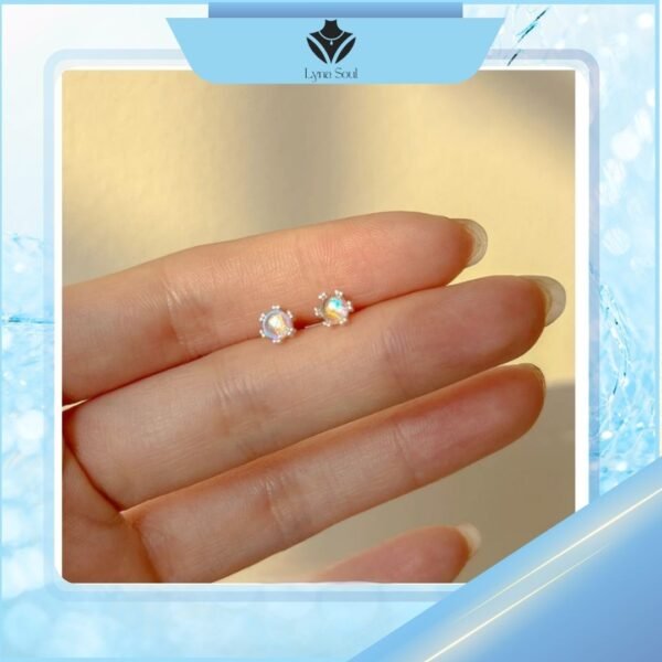 bông tai bạc đính đá moonstone