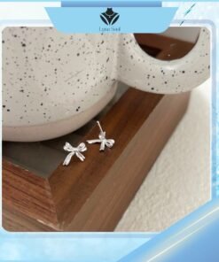 bông tai bạc hình nơ thiết kế mềm mại