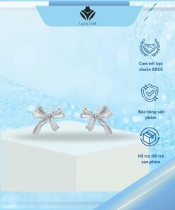 bông tai bạc hình nơ thiết kế mềm mại